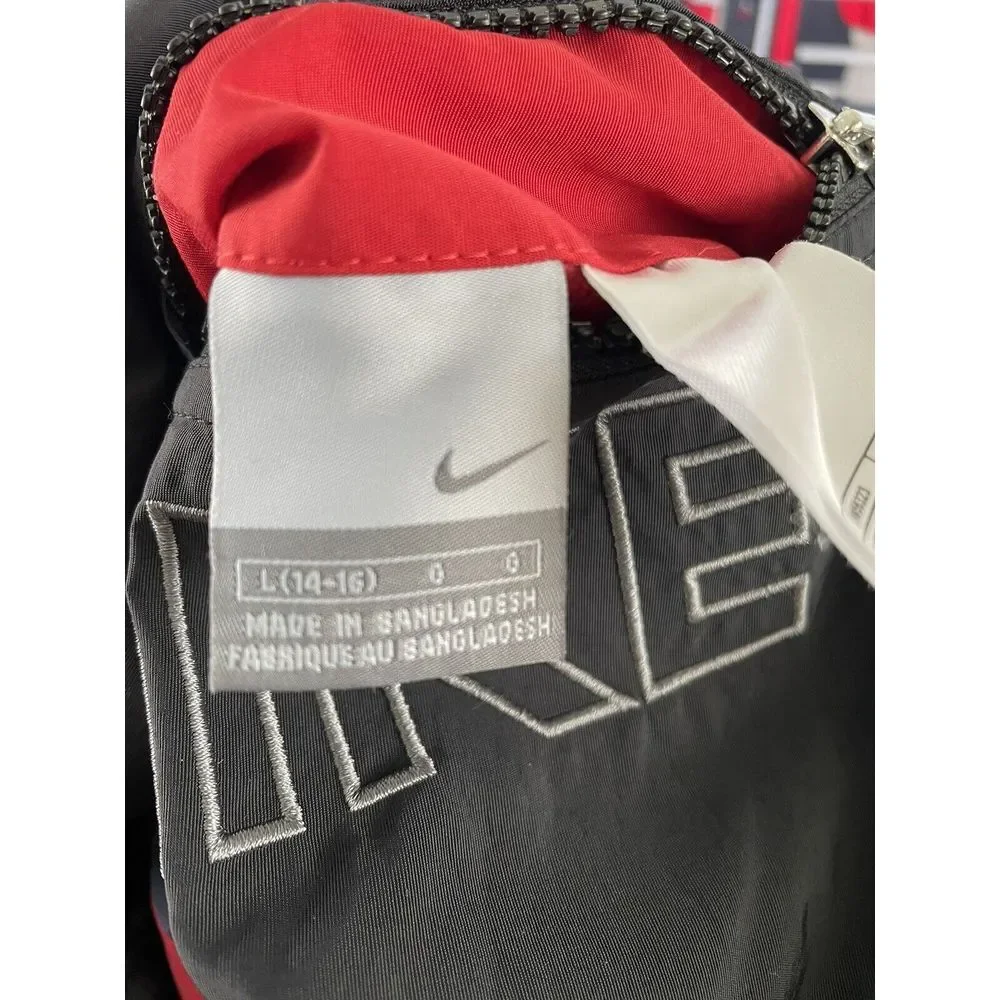 Vintage Nike Jacket Youth Large 14-16 Black Red Reversible Swoosh Large Logo Y2K